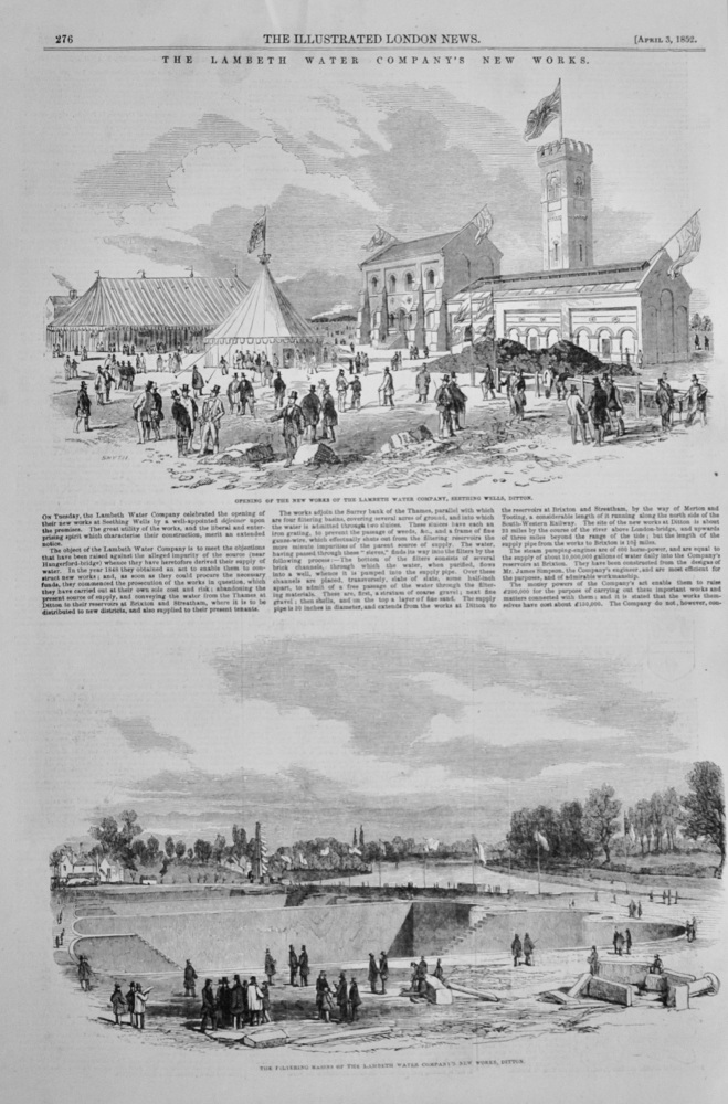 The Lambeth Water Company's New Works - 1852