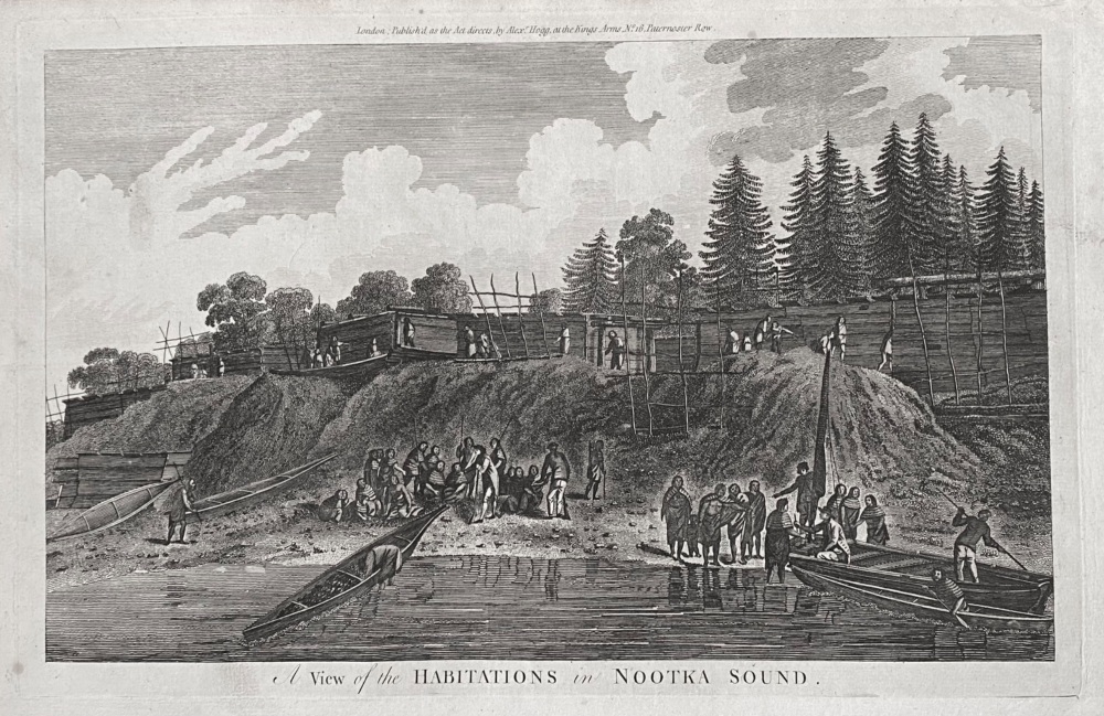 A View of the HABITATIONS in NOOTKA SOUND.  1784-86.