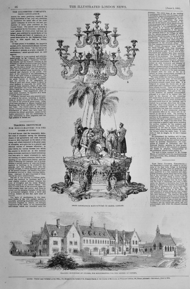 Training Institution for Schoolmasters at Culham - 1852