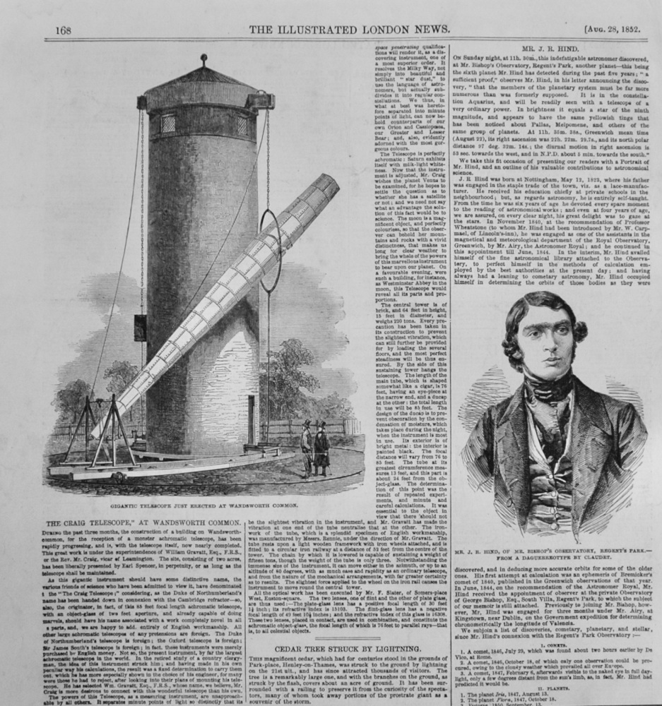The Craig Telescope, at Wandsworth Common - 1852