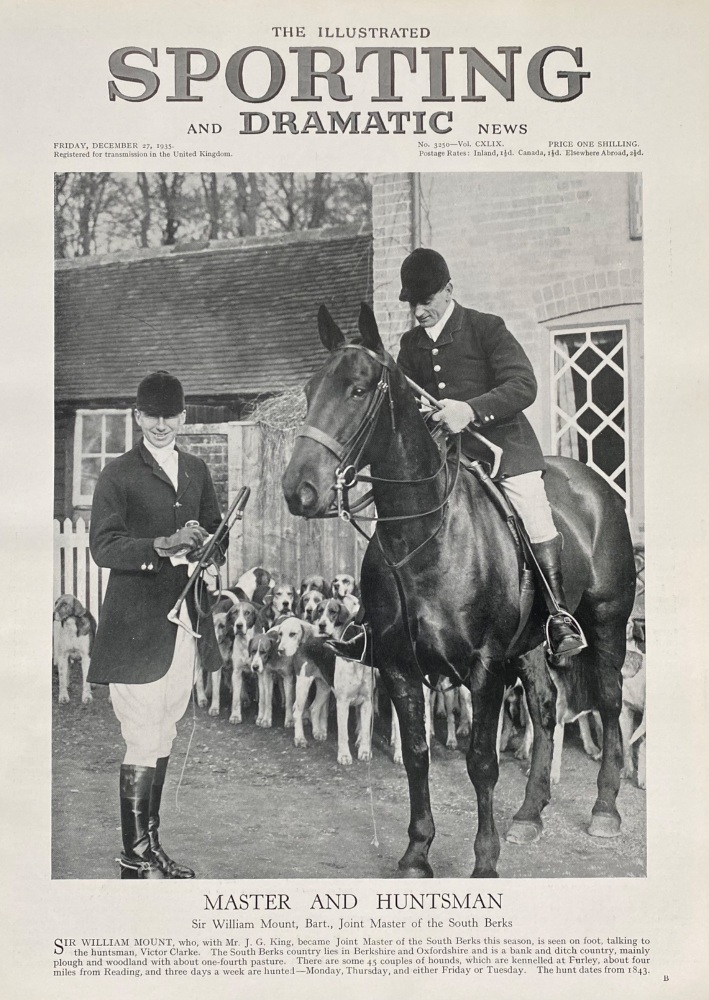Sir William Mount, Joint Master of the South Berks - 1935