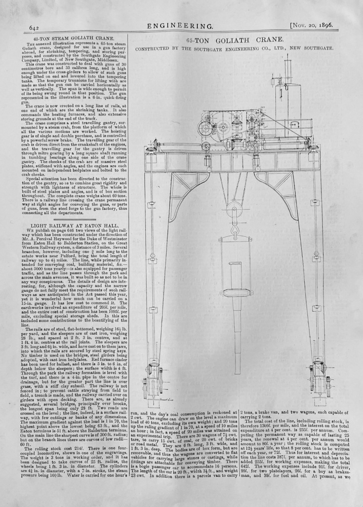 Light Railway at Eaton Hall.  1896.