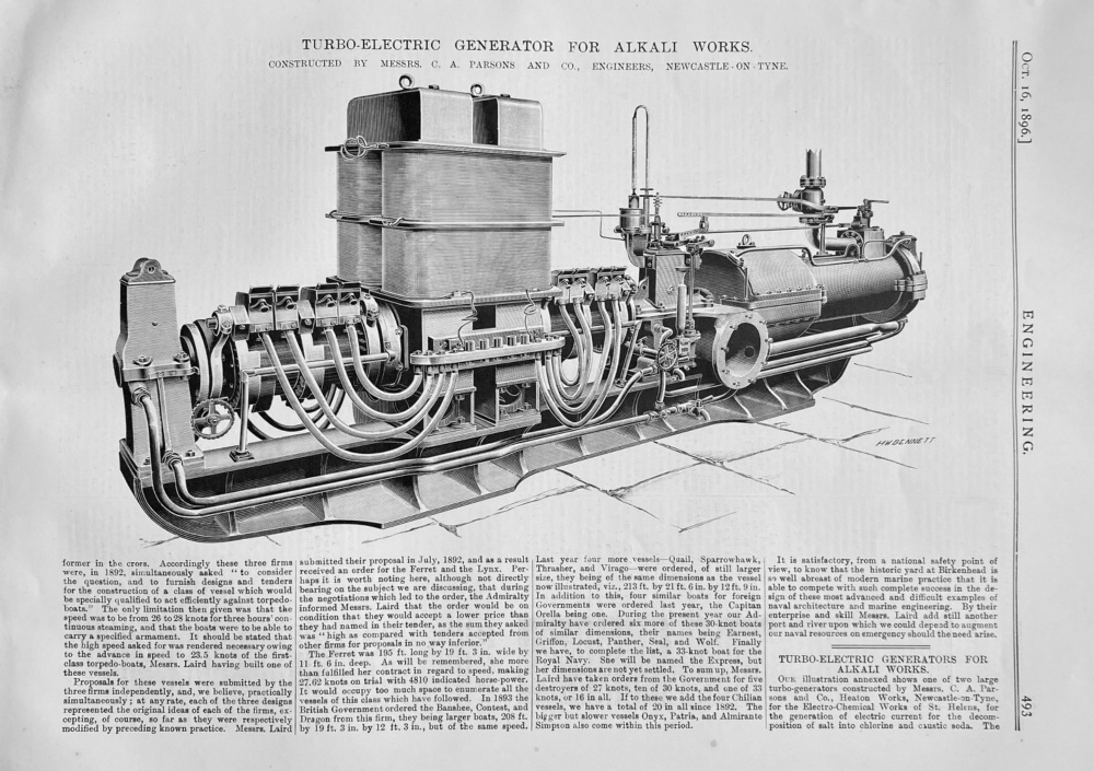 Turbo-Electric Generators for Alkali Works.  1896.