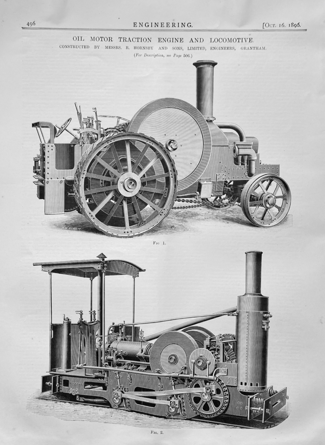 Oil Motor Traction Engine and Locomotive.  1896.