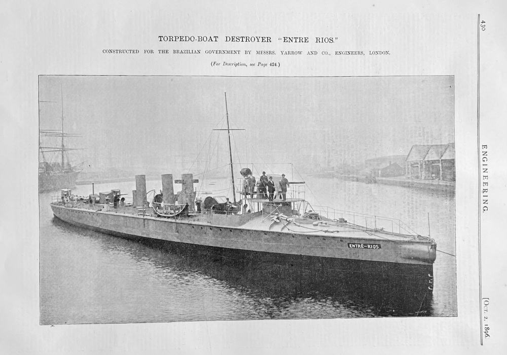 Torpedo Boat  Destroyer  "Entre  Rios."   1896.