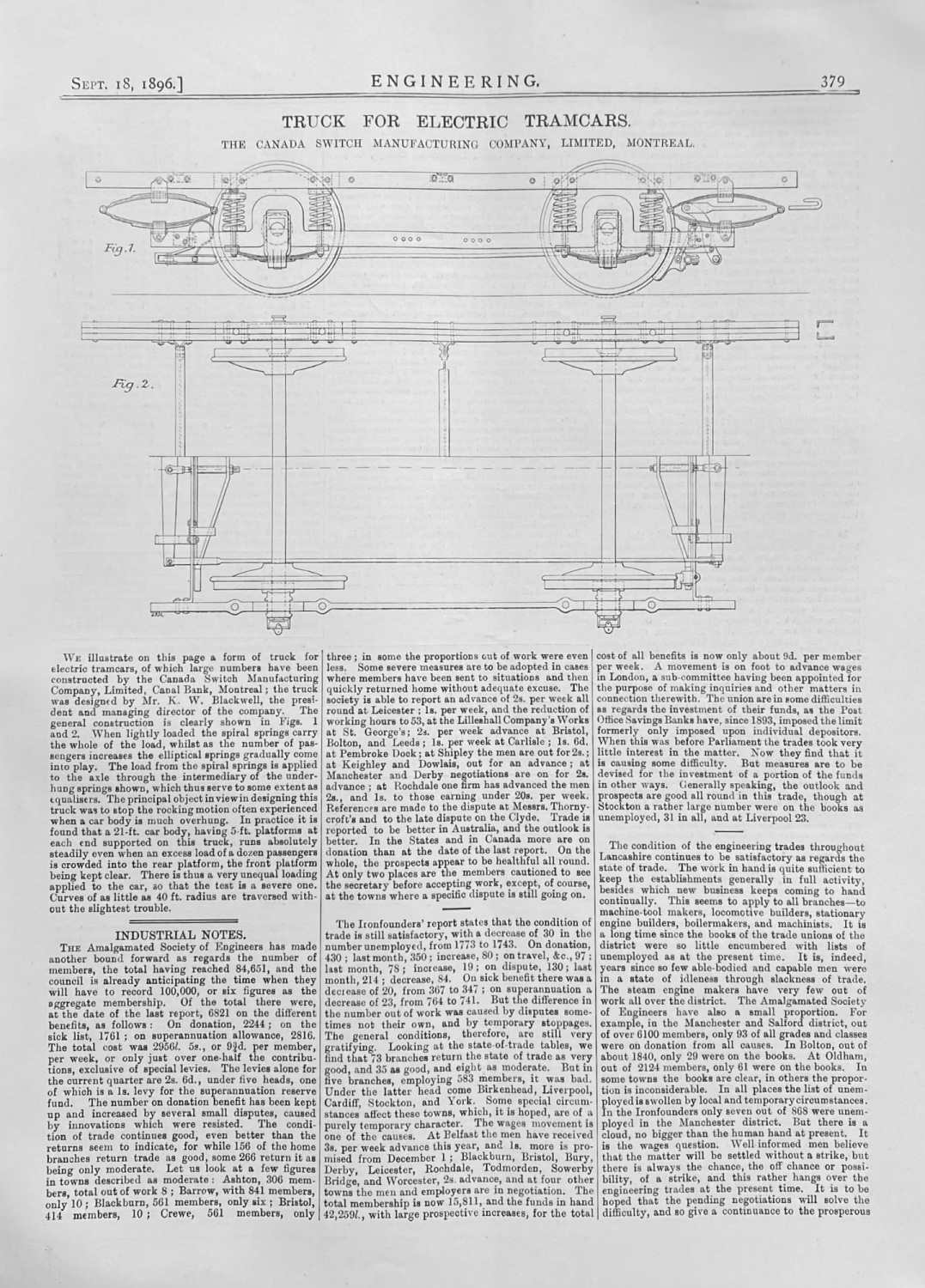 Truck for Electric Tramcars.  1896.