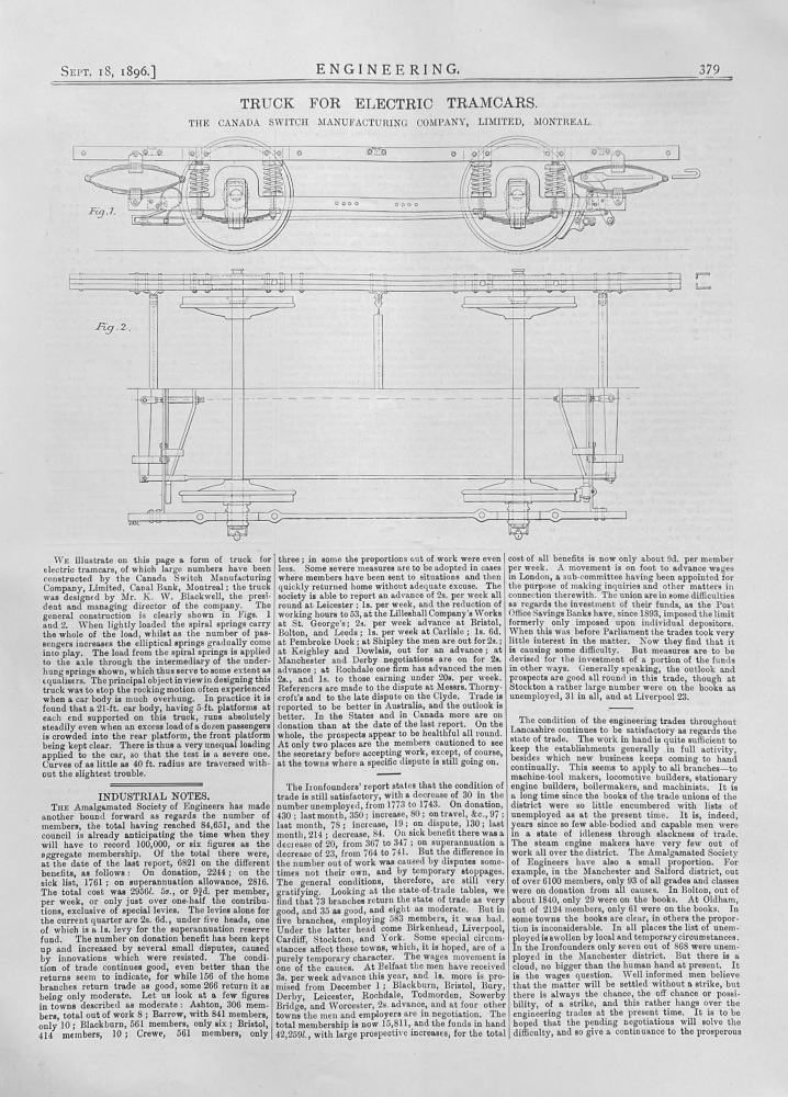 Truck for Electric Tramcars.  1896.