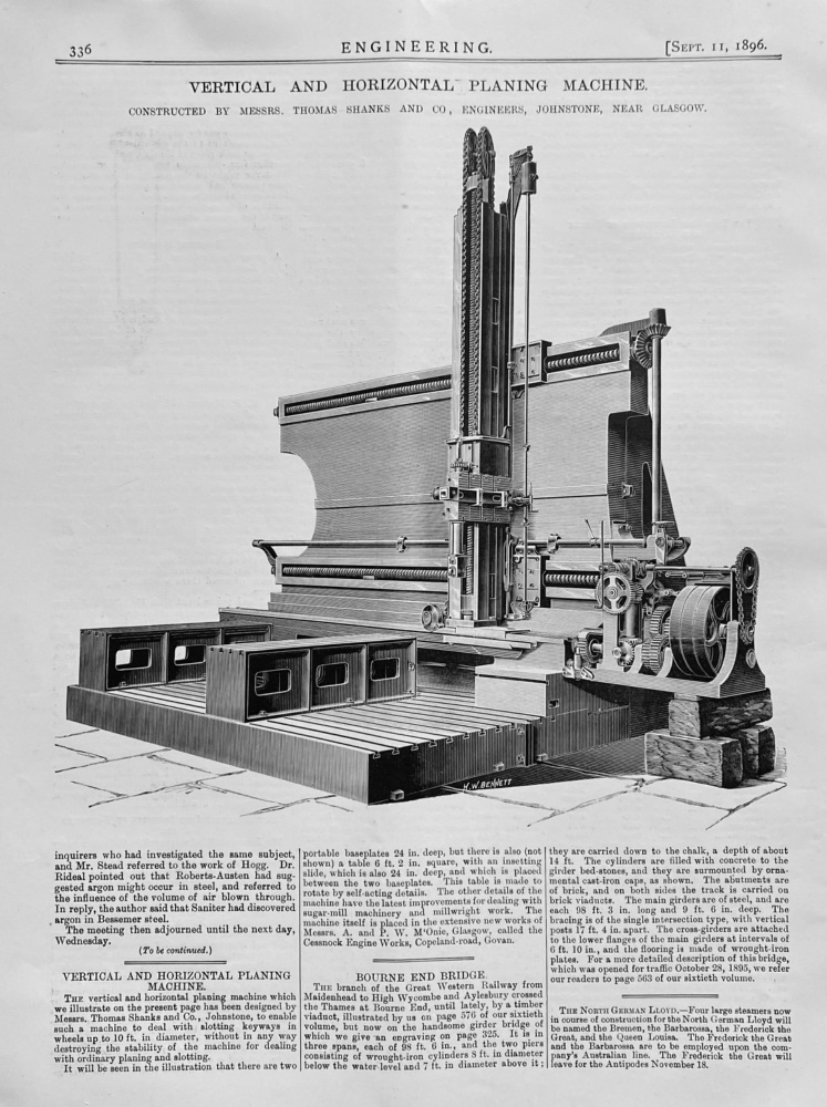 Vertical and Horizontal Planing Machine.  1896.