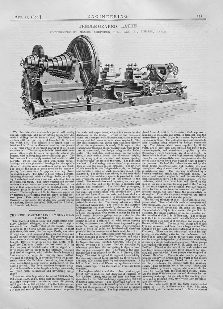Treble Geared Lathe.  1896.