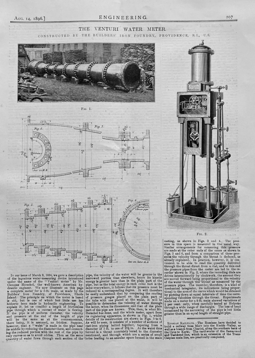 The Venturi Water Meter.  1896.
