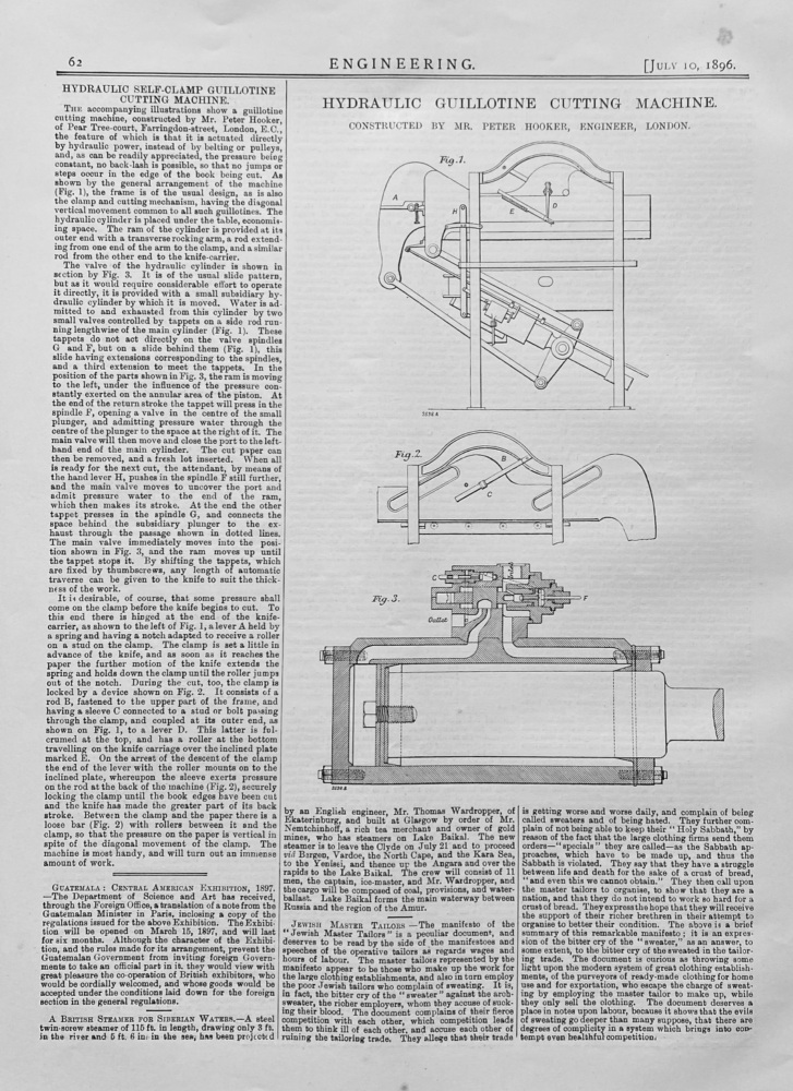 Hydraulic Self-Clamp Guillotine Cutting Machine.  1896.