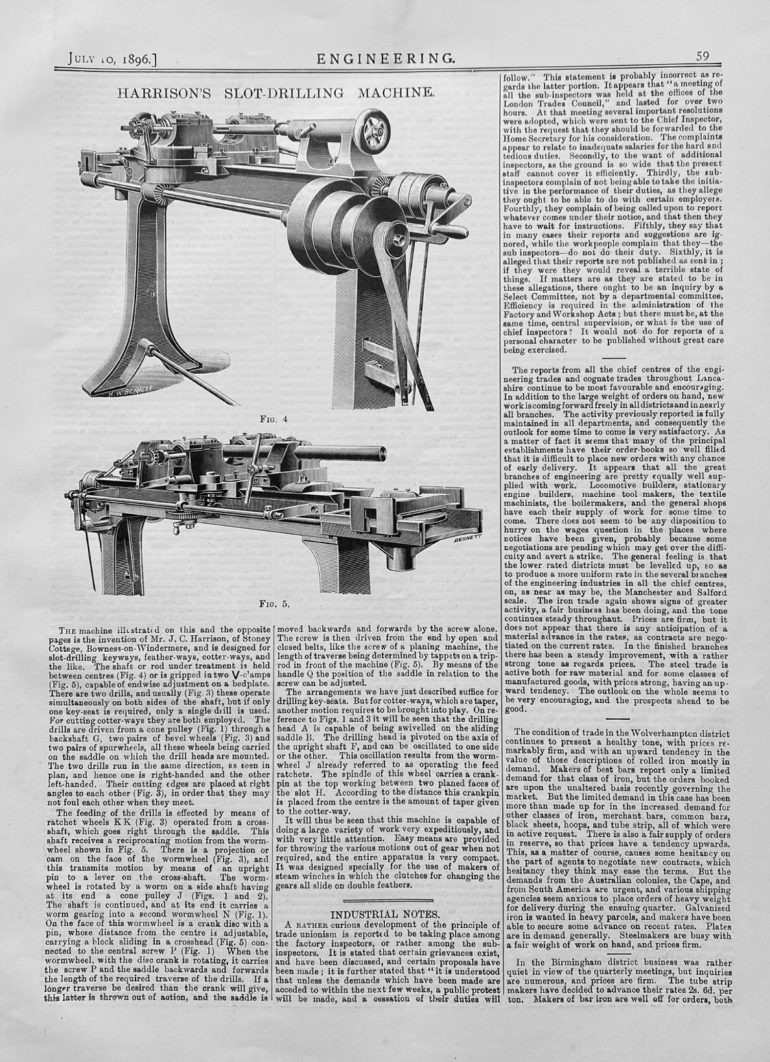 Harrison's Slot-Drilling Machine.  1896.