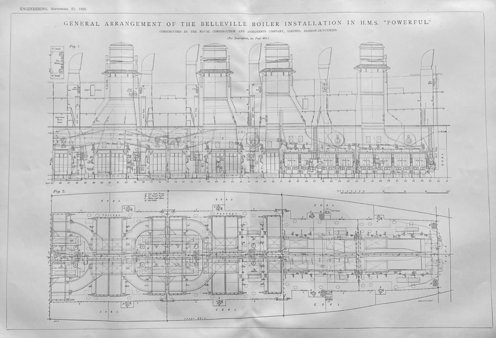 General Arrangement of the Belleville Boiler Installation in H.M.S. "Powerful.'