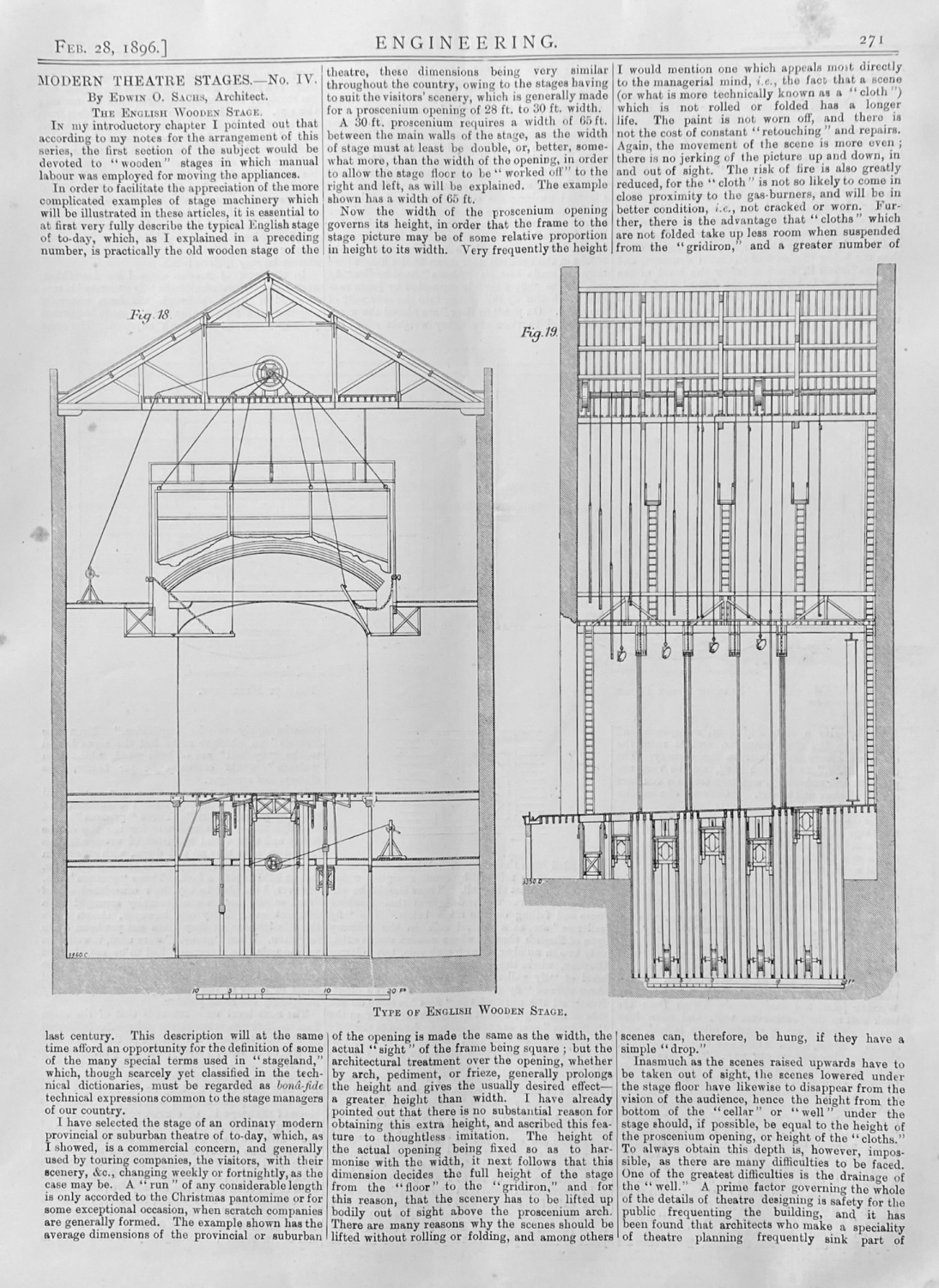 Modern Theatre Stages.  No. IV.   The English Wooden Stage.  1896.
