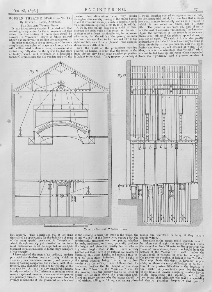 Modern Theatre Stages.  No. IV.   The English Wooden Stage.  1896.