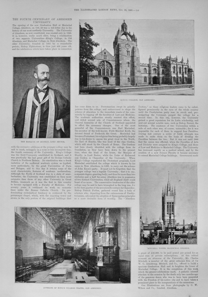 The Fourth Centenary of Aberdeen University - 1895