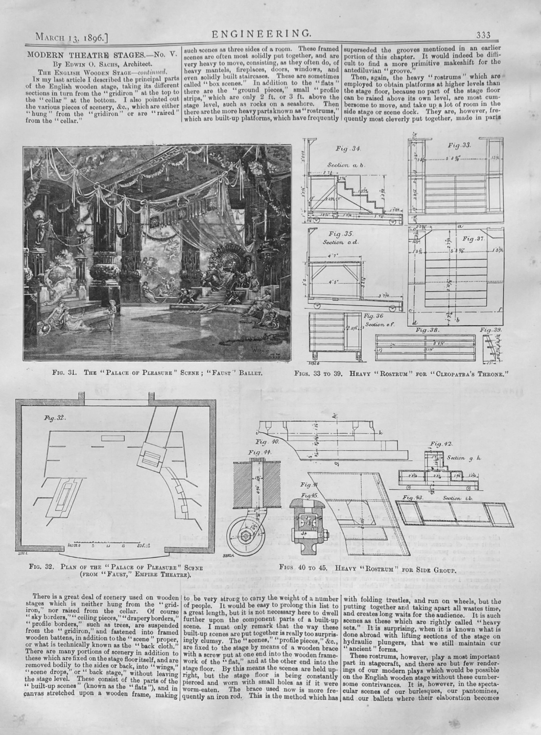 Modern Theatre Stages.-No. V.  The English Wooden Stage. (Continued). 1896.