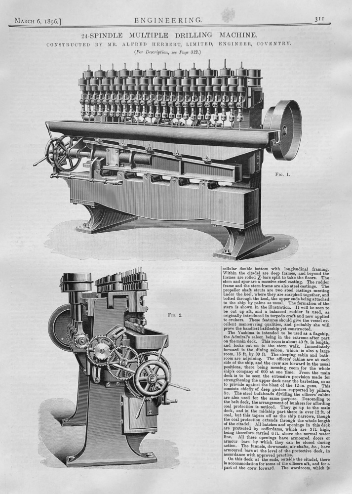 24-Spindle  Multiple Drilling Machine.  1896.