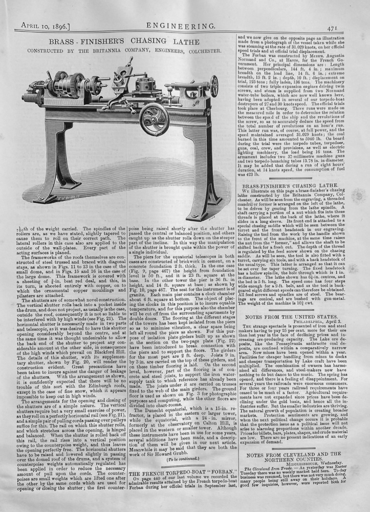 Brass Finisher's Chasing Lathe.  1896.