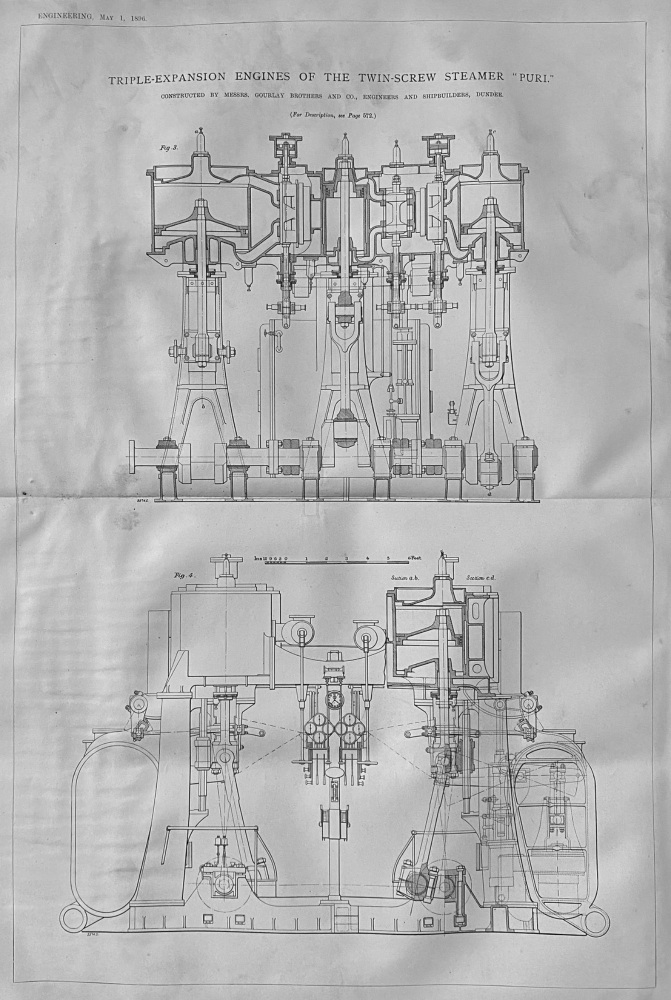 Triple-Expansion Engines of the Twin-Screw Steamer  "PURI."  1896.