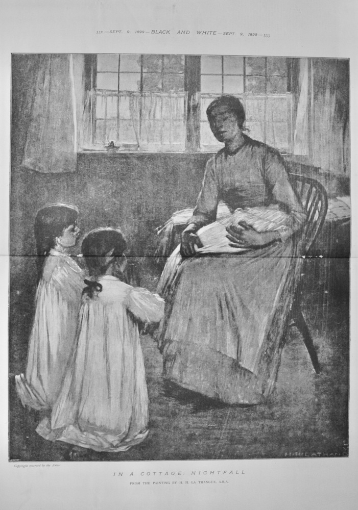 "In a Cottage Nightfall" - 1899