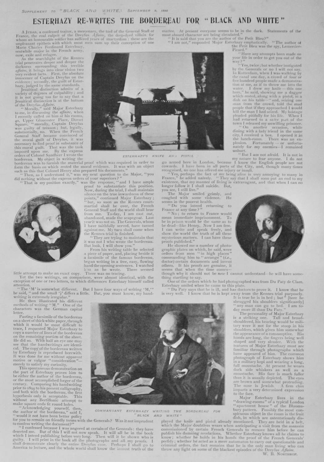 Esterhazy re-writes the Bordereau - 1899