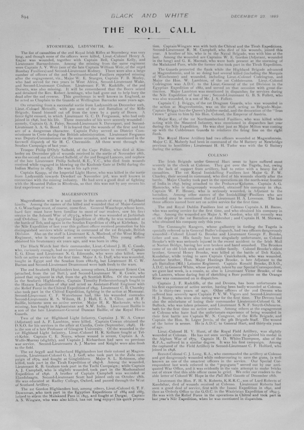 The Roll Call - 1899