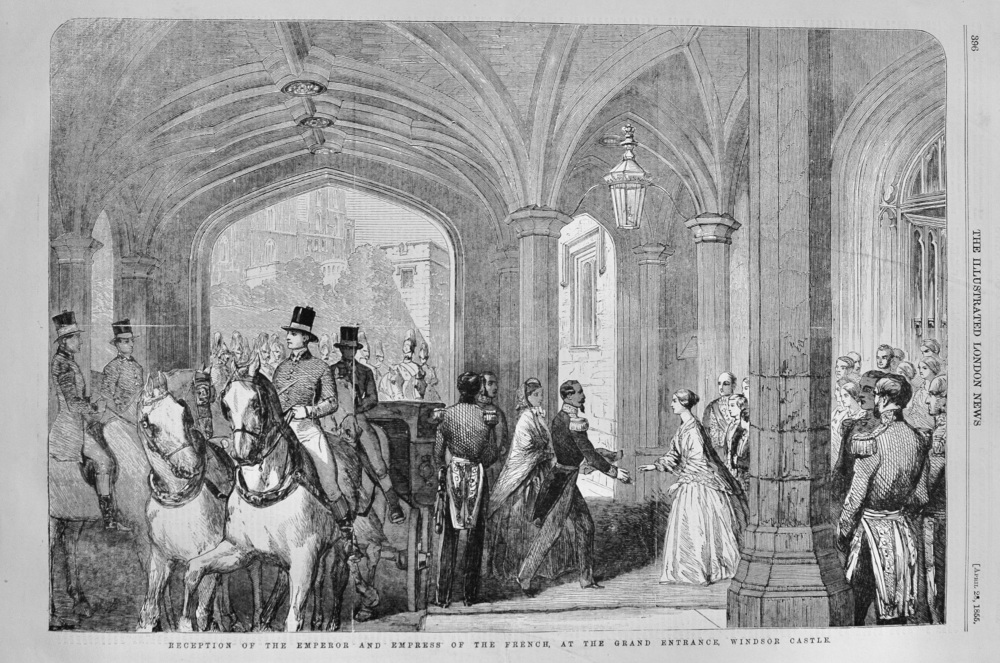 Reception of the Emperor and Empress of the French, at the Grand Entrance, Windsor Castle - 1855