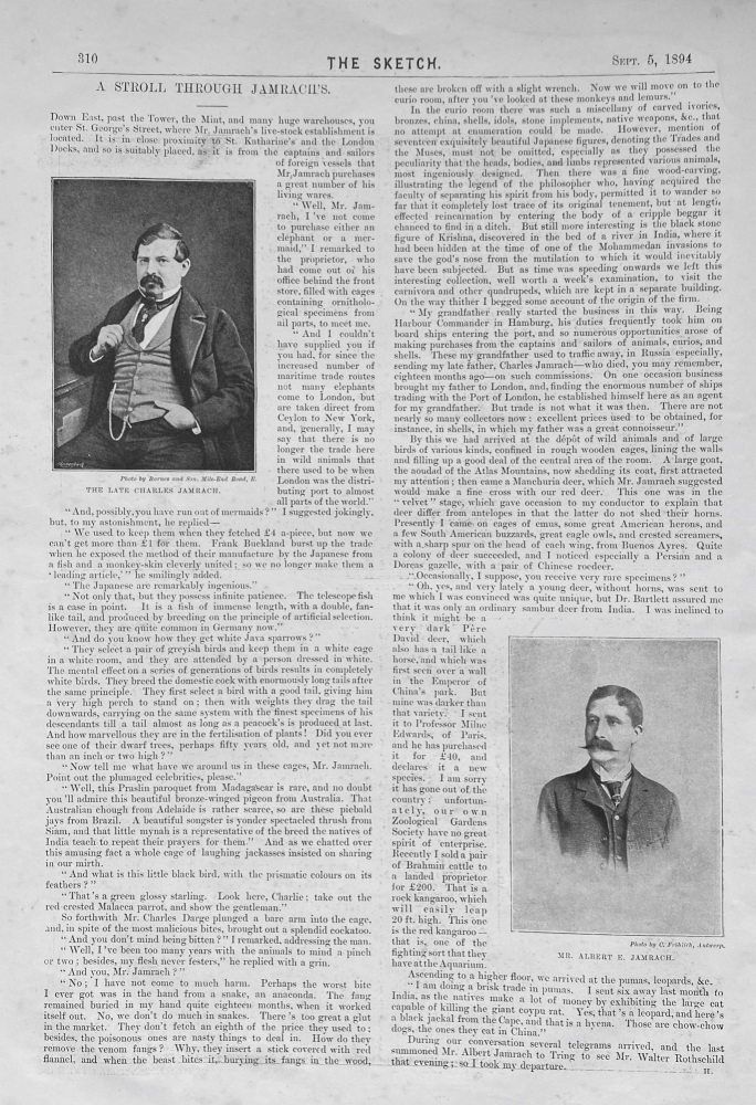 A Stroll through Jamrach's - 1894