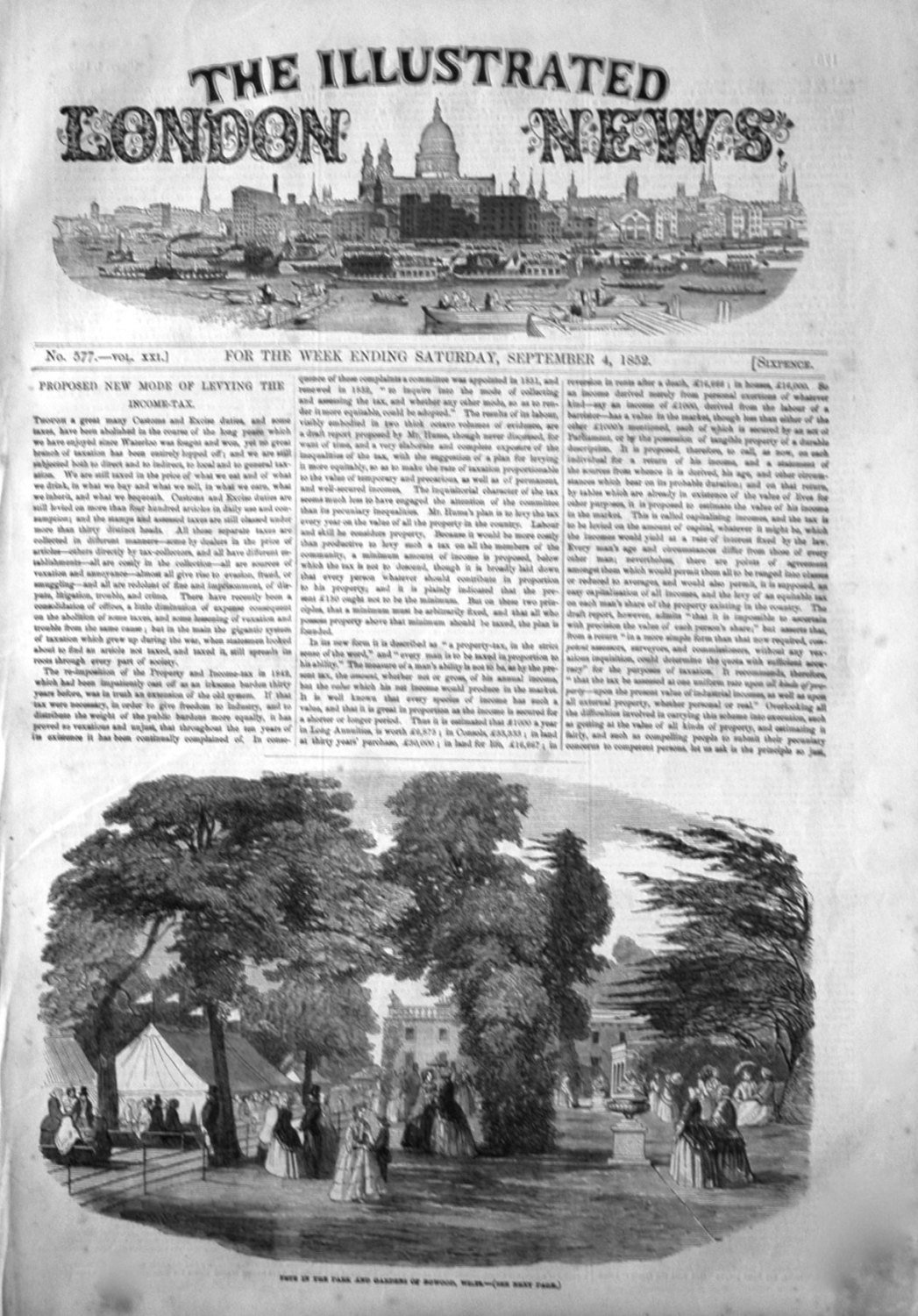 Illustrated London News Sept 4th 1852.