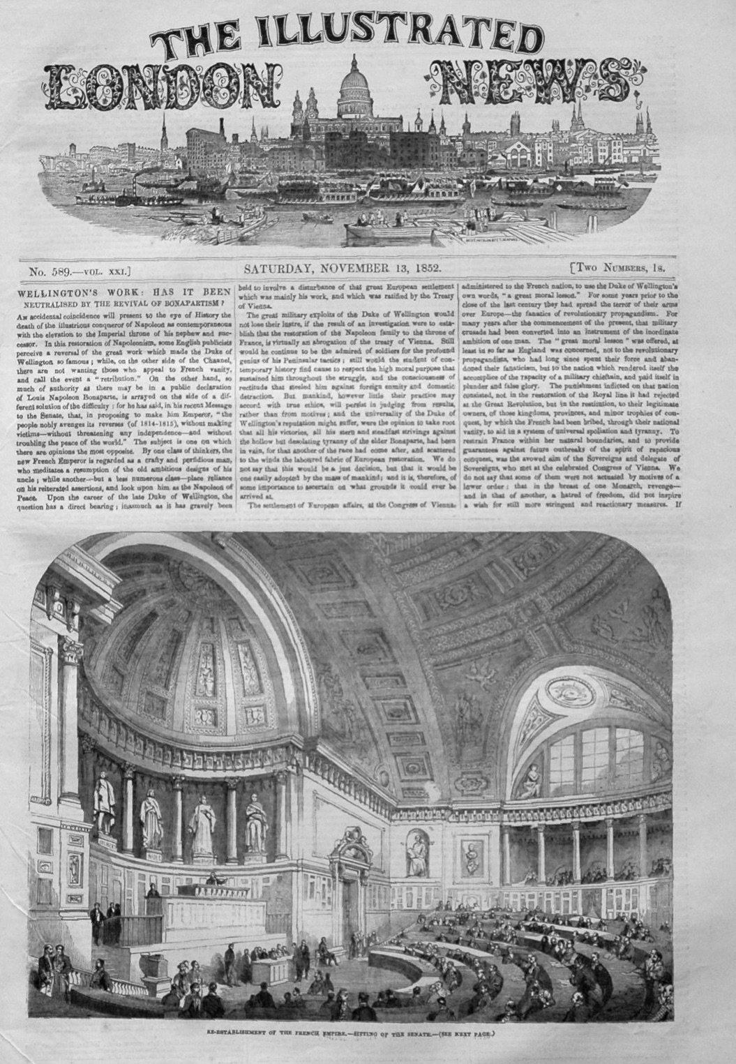 Illustrated London news November 13, 1852.