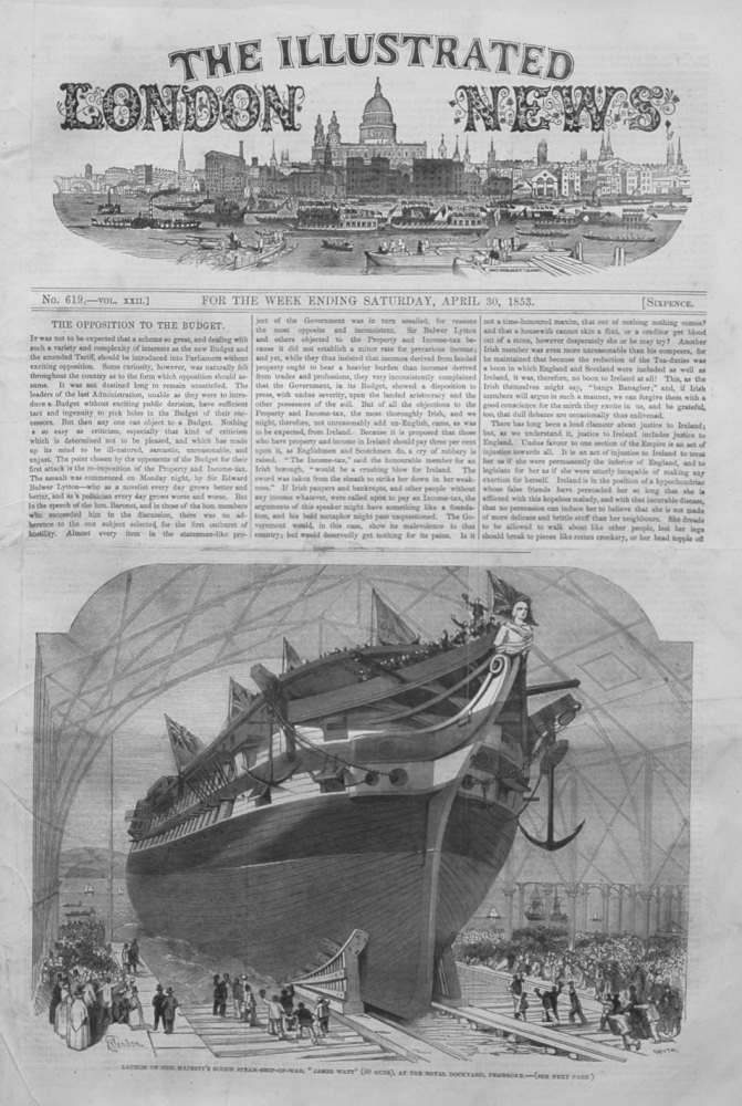 Illustrated London News,  April 30th, 1853.
