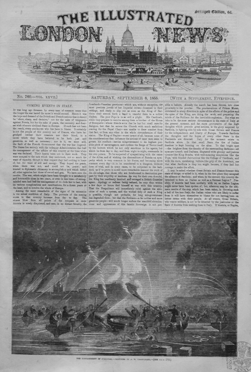 Illustrated London News September 8th. 1855.