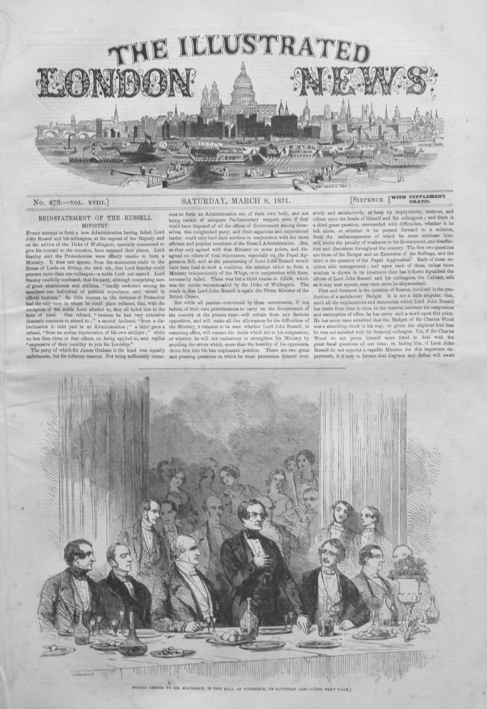 Illustrated London News,  March 8th 1851.