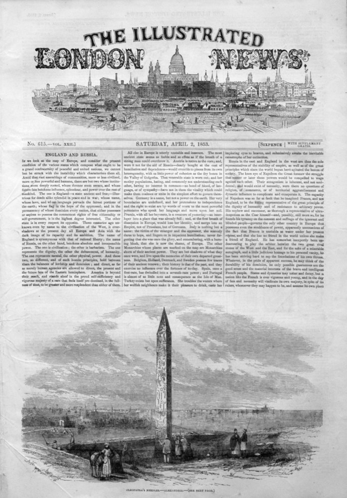 Illustrated London News,  April 2nd 1853.