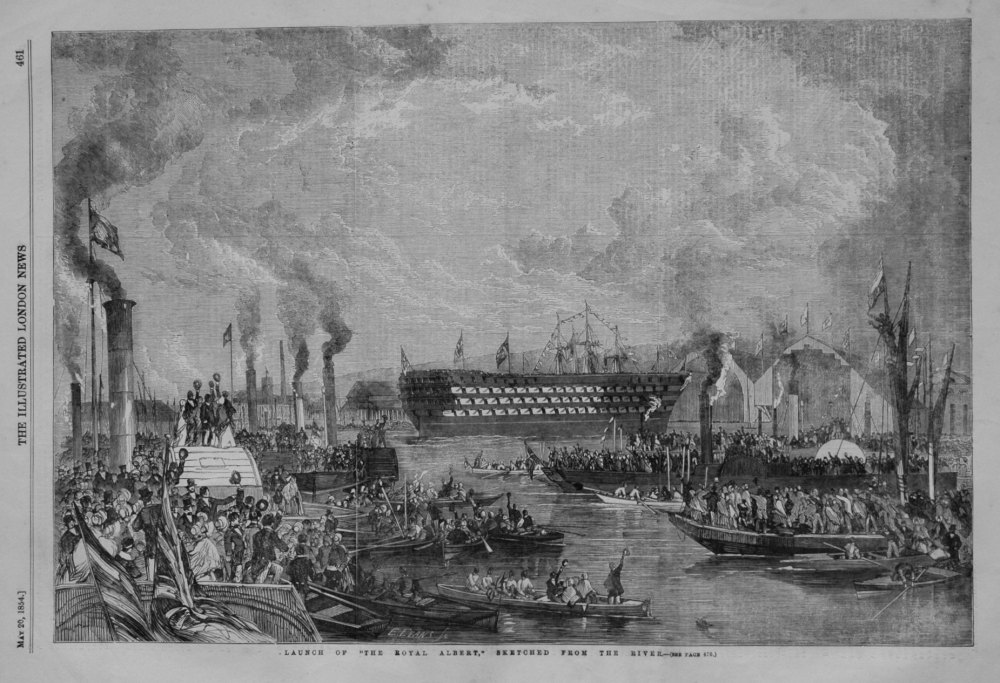 Launch of "The Royal Albert," Sketched from the River.