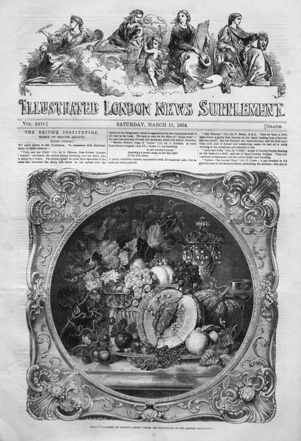 Illustrated London News (Supplement) for March 11th, 1854.