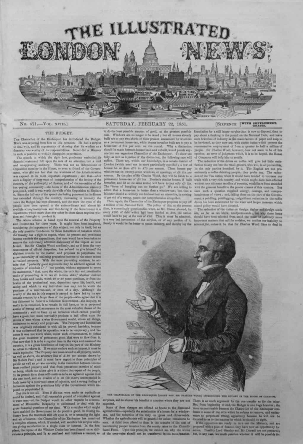 Illustrated London News February 22nd 1851.