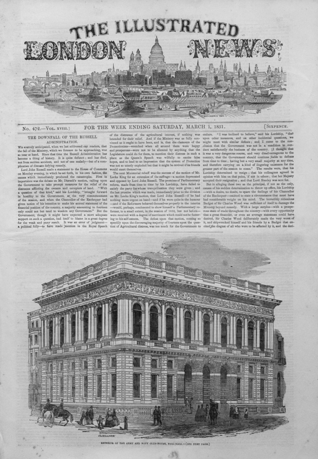 Illustrated london News March 1st 1851.