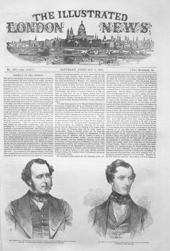 Illustrated London News,  February 8th 1851.