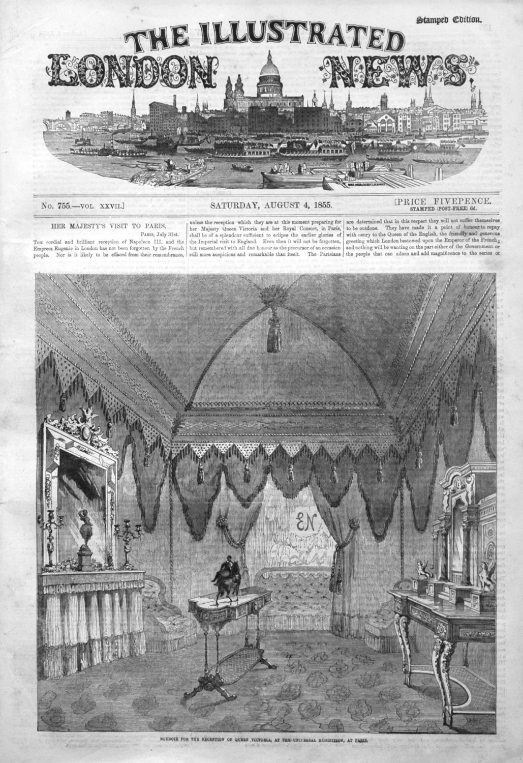 Illustrated London News with Supplement for August 4th 1855.