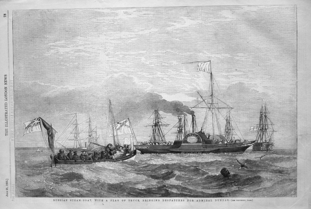 Russian Steam-Boat, with a Flag of Truce, Bringing Despatches for Admiral Dundas. 1855.