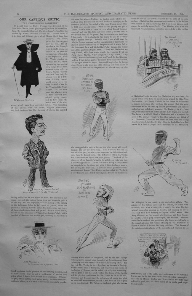 Our Captious Critic, September 14th 1895.  :  "A Swordsman's Daughter."