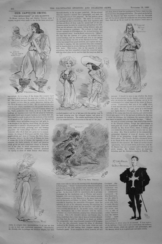 Our Captious Critic, November 19th 1898.  :  "The Musketeers," at Her Majesty's Theatre.