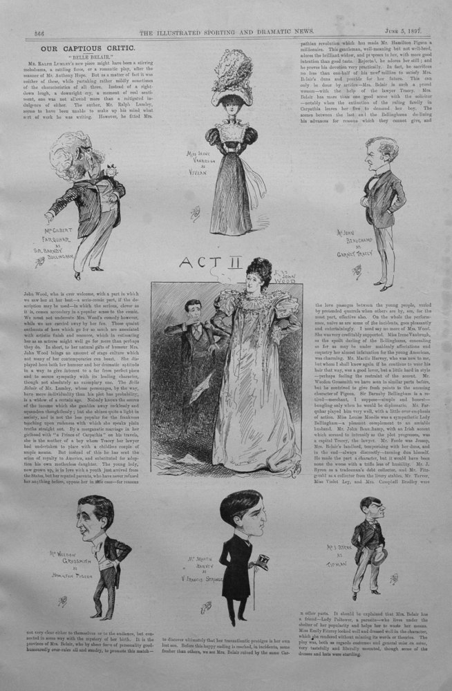 Our Captious Critic, June 5th 1897.  :  "Belle Belair," at the Avenue Theatre.