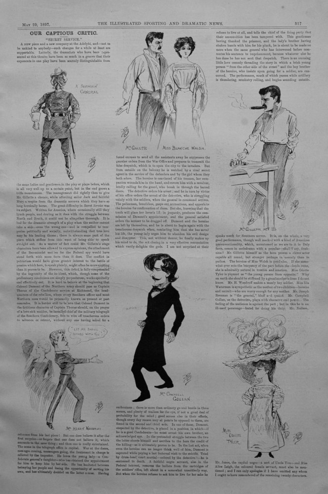 Our Captious Critic, May 29th 1897.  :  "Secret Service," at the Adelphi Theatre.