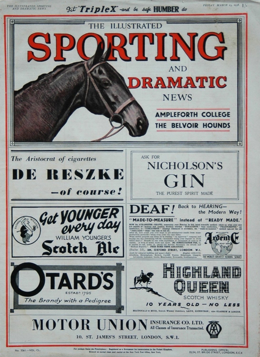 Illustrated Sporting and Dramatic News March 13th 1936.