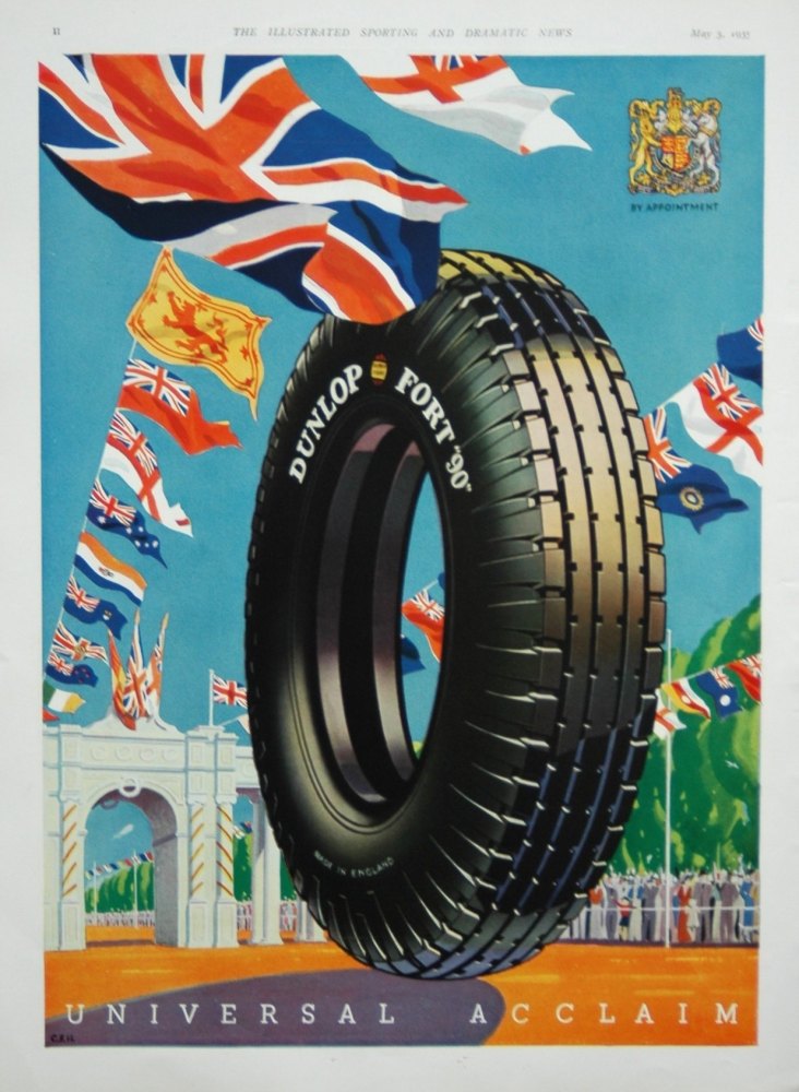 Dunlop Tyres.  Ford Motor Co.  Moss Bros and Co.  1935.