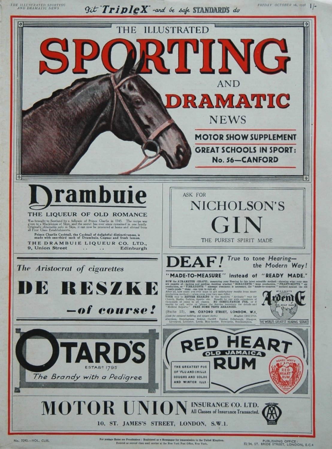 Illustrated Sporting and Dramatic News October 16th 1936.