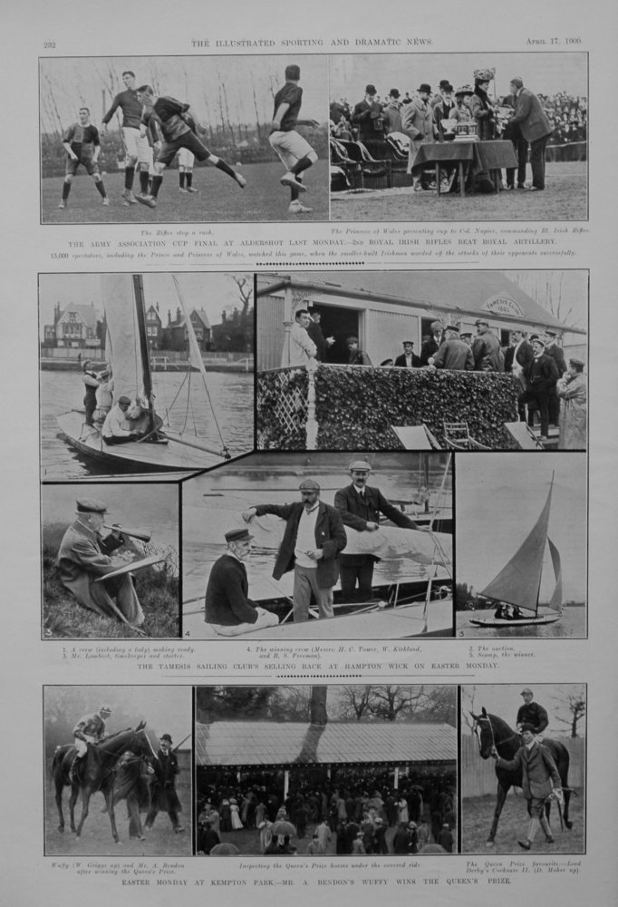 Tamesis Sailing Club's Selling Race at Hampton Wick on Easter Monday. April 1909.